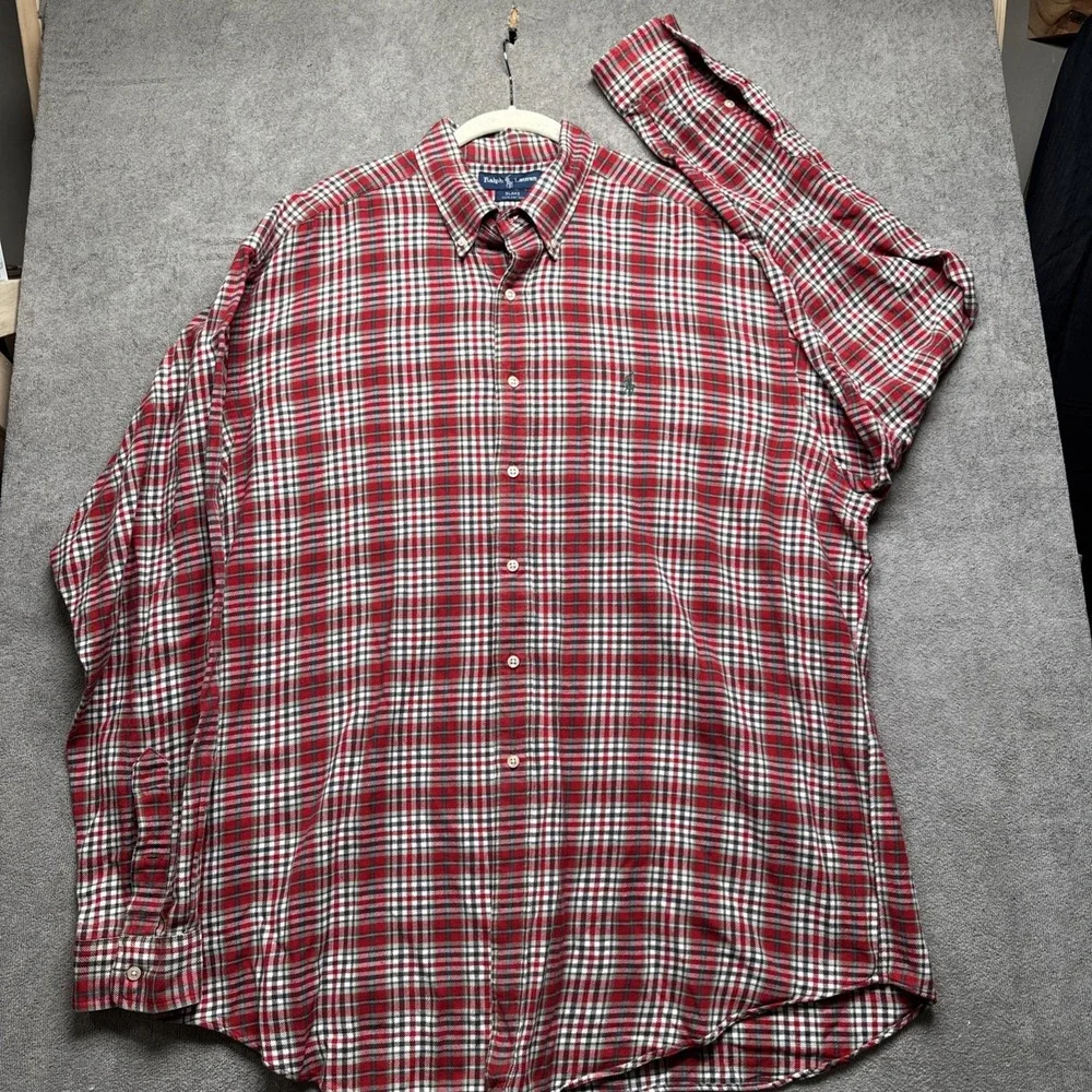 Polo Ralph Lauren Blake Shirt XL Red Plaid Long Sleeve Button Down Classic Fit‎